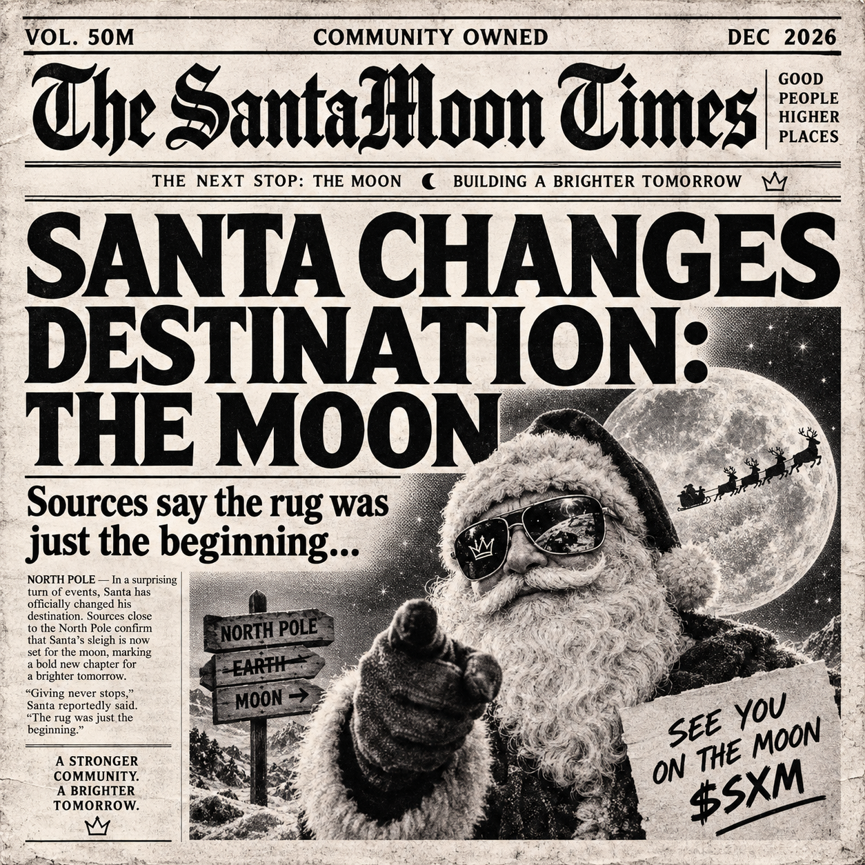 Front-page moonshot — community SantaMoon artwork
